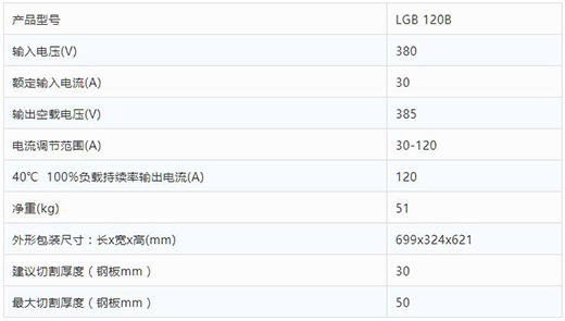 沪工数字化等离子切割+碳弧气刨两用机LGB 120B整机参数